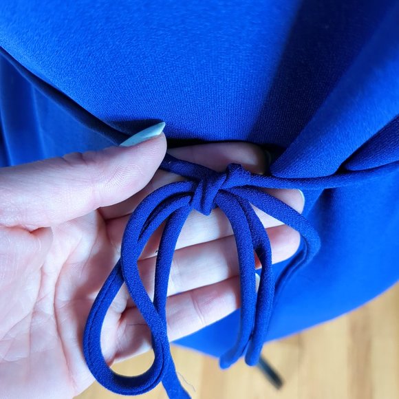 Aritzia Wilfred Sabine Sleeveless Faux-wrap Mini Dress with Pockets Royal Purple - Picture 7 of 13